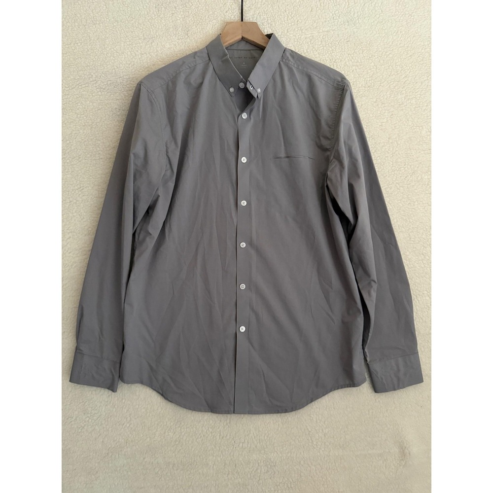 Ministry Of Supply Dress Shirt Mens Medium Gray Regular Fit‎ Gemini Stretch LS